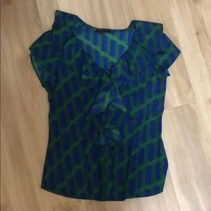 Geometric print ruffle top